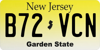 NJ license plate B72VCN