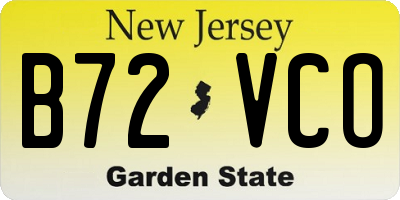 NJ license plate B72VCO