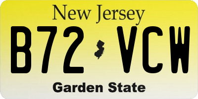 NJ license plate B72VCW