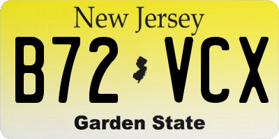 NJ license plate B72VCX