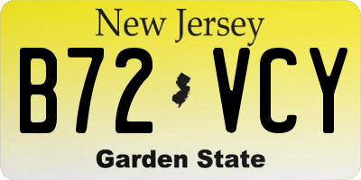 NJ license plate B72VCY