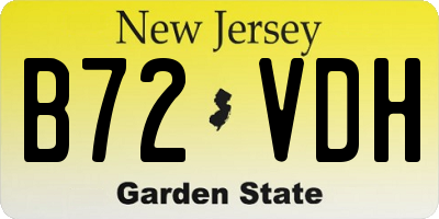 NJ license plate B72VDH
