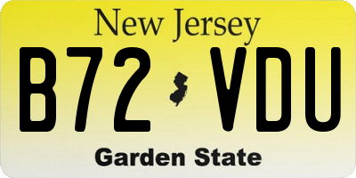 NJ license plate B72VDU