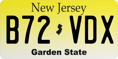 NJ license plate B72VDX