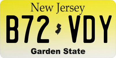 NJ license plate B72VDY