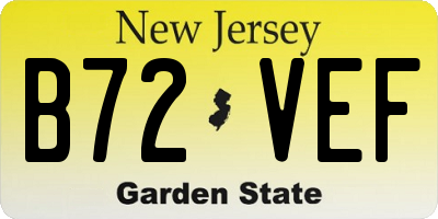 NJ license plate B72VEF