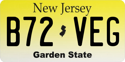 NJ license plate B72VEG