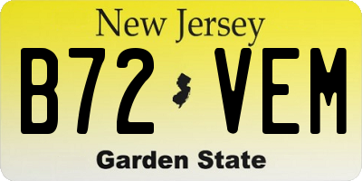 NJ license plate B72VEM