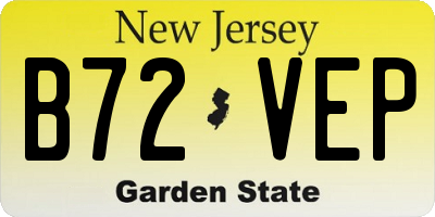 NJ license plate B72VEP