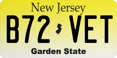 NJ license plate B72VET