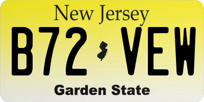 NJ license plate B72VEW