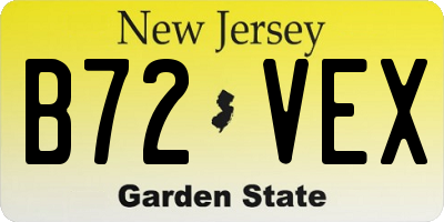 NJ license plate B72VEX