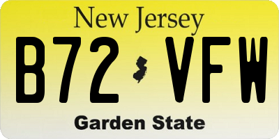 NJ license plate B72VFW