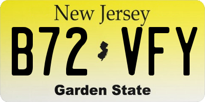 NJ license plate B72VFY