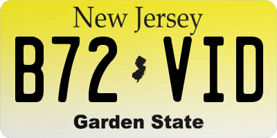 NJ license plate B72VID