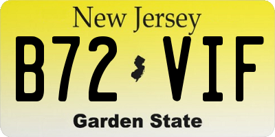 NJ license plate B72VIF