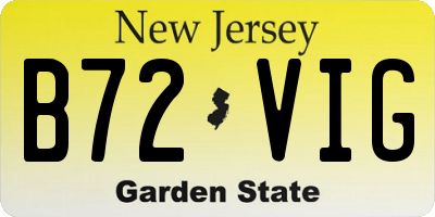 NJ license plate B72VIG