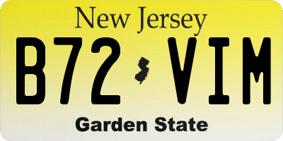NJ license plate B72VIM