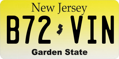 NJ license plate B72VIN