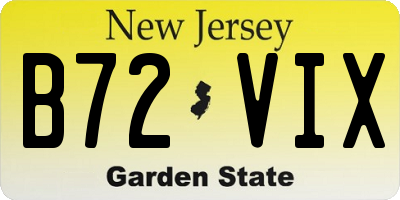 NJ license plate B72VIX