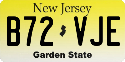NJ license plate B72VJE