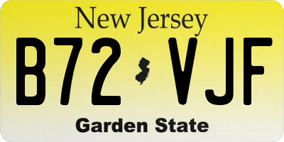 NJ license plate B72VJF