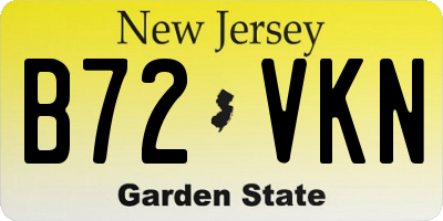 NJ license plate B72VKN