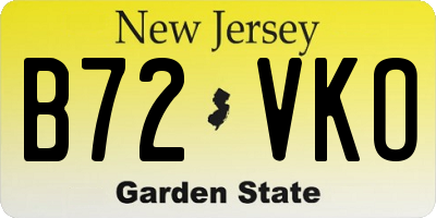 NJ license plate B72VKO