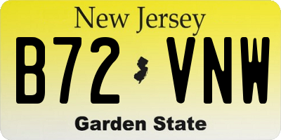 NJ license plate B72VNW