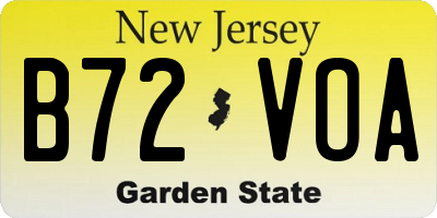 NJ license plate B72VOA