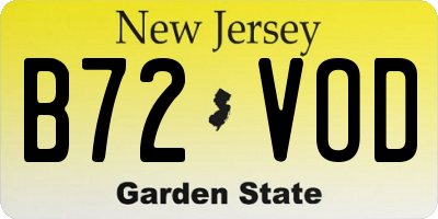 NJ license plate B72VOD