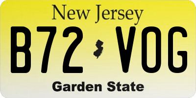 NJ license plate B72VOG