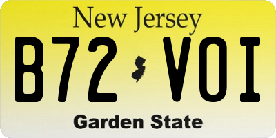 NJ license plate B72VOI