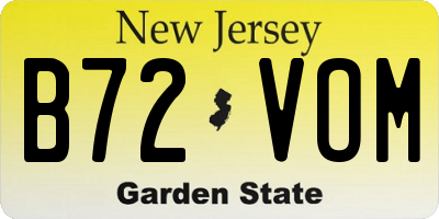 NJ license plate B72VOM