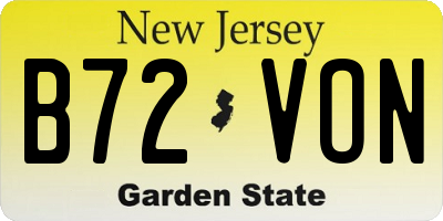 NJ license plate B72VON