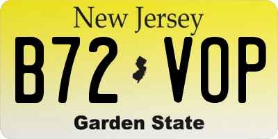 NJ license plate B72VOP
