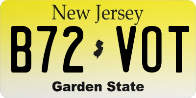 NJ license plate B72VOT