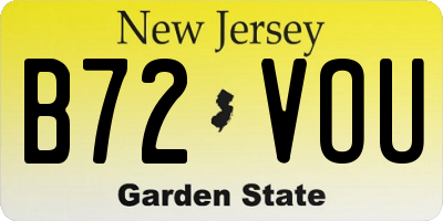 NJ license plate B72VOU