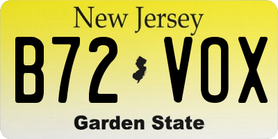 NJ license plate B72VOX