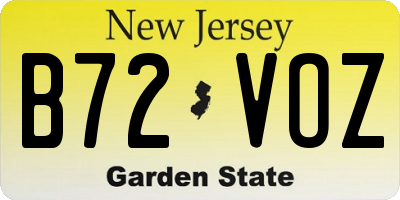 NJ license plate B72VOZ