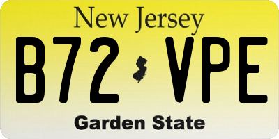 NJ license plate B72VPE