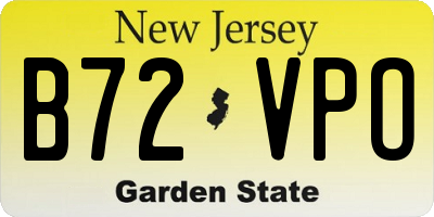 NJ license plate B72VPO