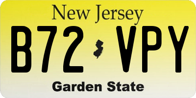NJ license plate B72VPY