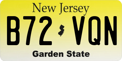 NJ license plate B72VQN