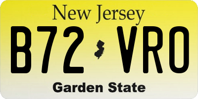 NJ license plate B72VRO
