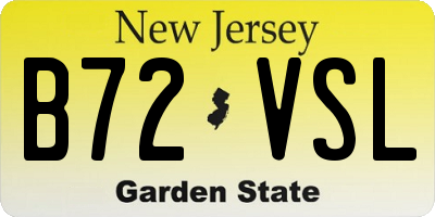 NJ license plate B72VSL