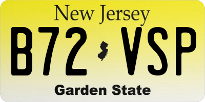 NJ license plate B72VSP