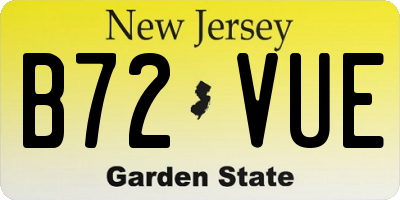 NJ license plate B72VUE