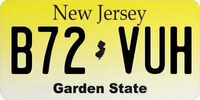 NJ license plate B72VUH