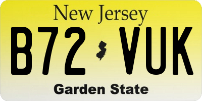 NJ license plate B72VUK